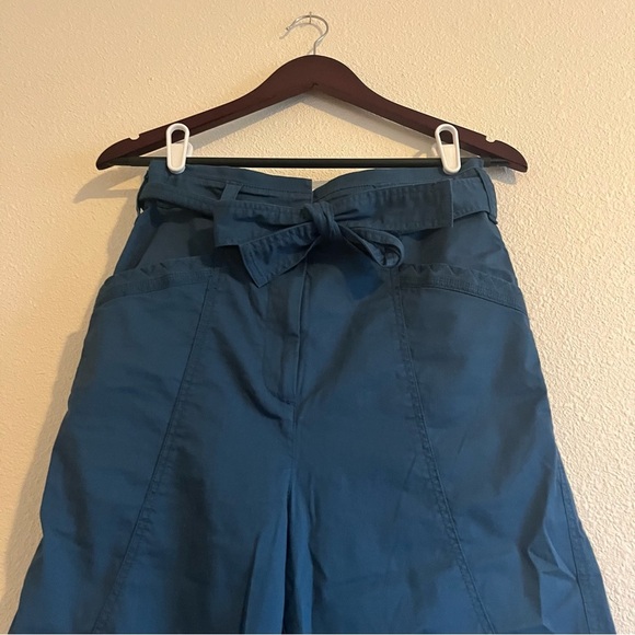 Anthropologie Super High Rise Blue Paper Bag Waist Tie Pants Size 6 - Picture 6 of 13